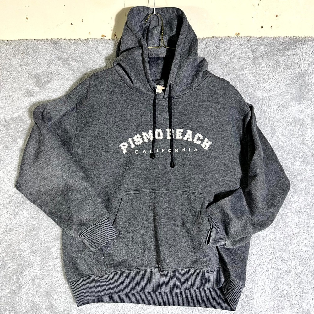 Pismo Beach California Hoodie Womens Small Gray Graphic‎ Ribbed Hem Pullover